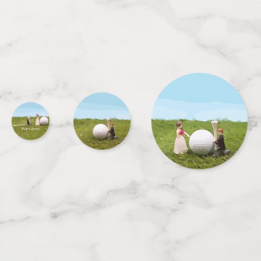 Golfbride en bruidegom met golfbal t-shirt Weddens Confetti (Achterkanten)