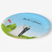 Golfbride en bruidegom met golfbal t-shirt Weddens Papieren Bordje (Gekanteld)