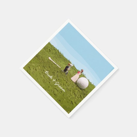 Golfbride en bruidegom met golfbal t-shirt Weddens Servet (Hoek)
