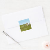 Golfbride en bruidegom met golfbal t-shirt Weddens Vierkante Sticker (Envelop)