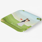 Golfbride en bruidegom met golfbal t-shirt Wedding Papieren Bordje (Gebogen)