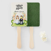 Golfbruid en bruidegom Huwelijk op putting green Handwaaier (Voorkant en achterkant)