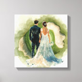Golfbruiloft Bruid & Bruidegom op golfbaan  Canvas Afdruk (Voorkant)