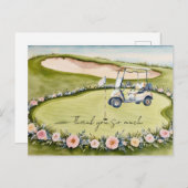 Golfbruiloft dank u kaart golfbaan waterverf (Voorkant / Achterkant)