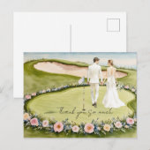 Golfbruiloft dank u kaart golfbaan waterverf (Voorkant / Achterkant)
