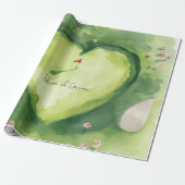 Golfbruiloft hartvormige golfbaan cadeaupapier (Uitgerold)