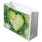 Golfbruiloft hartvormige golfbaan groot cadeauzakje (Voorkant Gekanteld)