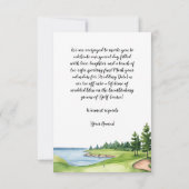 Golfbruiloft met bruid en bruidegom bedankkaart (Achterkant)