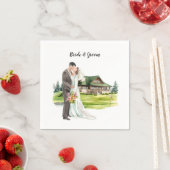 Golfbruiloft met bruid en bruidegom servet (Insitu)