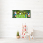 Golfbruiloft met LIEFDE en golfers Spandoek