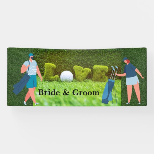 Golfbruiloft met LIEFDE en golfers Spandoek