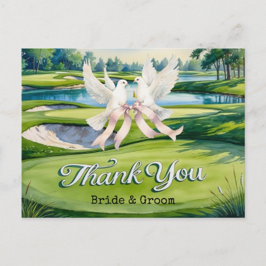 Golfbruiloft op golfbaan waterverf briefkaart (Voorkant)