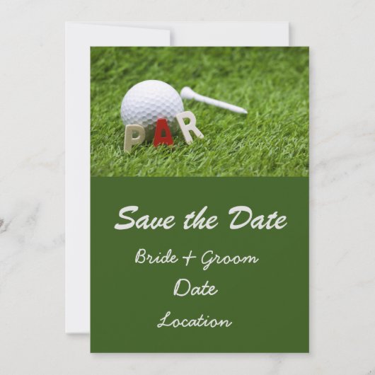 Golfbruiloft save the date par om te combineren me kaart (Voorkant)