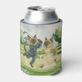 Golfbruiloft voor kattenliefhebbers op de baan blikjeskoeler