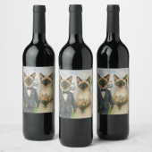 Golfbruiloft voor kattenliefhebbers op de baan wijn etiket (Flessen)