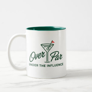 Golfcadeau boven par en onder invloed Golf Tweekleurige Koffiemok