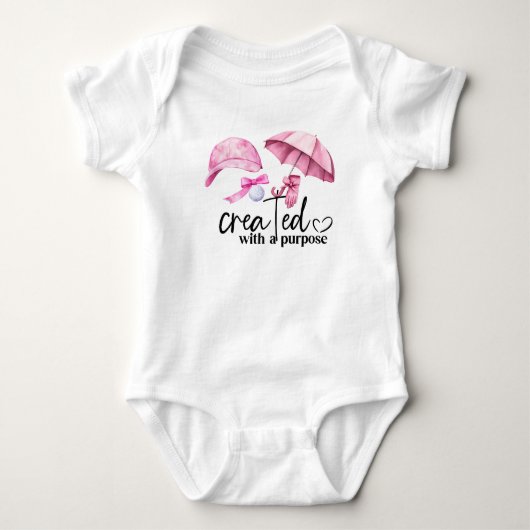 Golfcadeau voor babyshower meisje met golfbal romper (Voorkant)