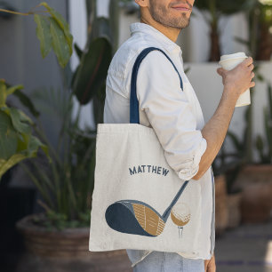 Golfclub en bal Gepersonaliseerde golfer naam Tote Bag