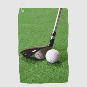 Golfclub en bal op een groene ondergrond Golf Hand Golfhanddoek