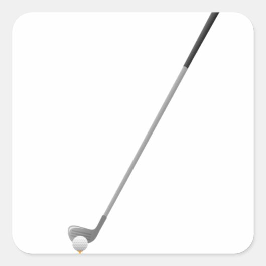 Golfclub en Bal op t-shirt vierkante sticker (Voorkant)