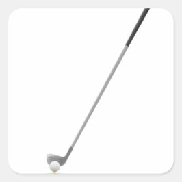 Golfclub en Bal op t-shirt vierkante sticker