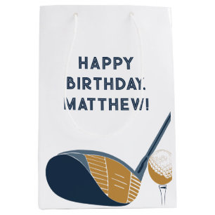 Golfclub en bal Persoonlijke golfers verjaardag Medium Cadeauzakje