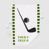 Golfclub en bal zwart, groen, witte strepen golfhanddoek (Insitu)