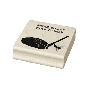 Golfclub en golfbal met aangepaste tekst rubberstempel