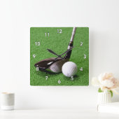 Golfclub en Golfbal op de Groene Vierkante Klok (Huis)
