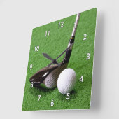 Golfclub en Golfbal op de Groene Vierkante Klok (Hoek)