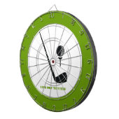 Golfclub en zwarte bal, groene gewoonte dartbord (Voorkant Rechts)