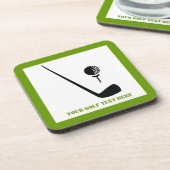 Golfclub en zwarte bal, groene gewoonte drankjes onderzetter (Linkerzijde)