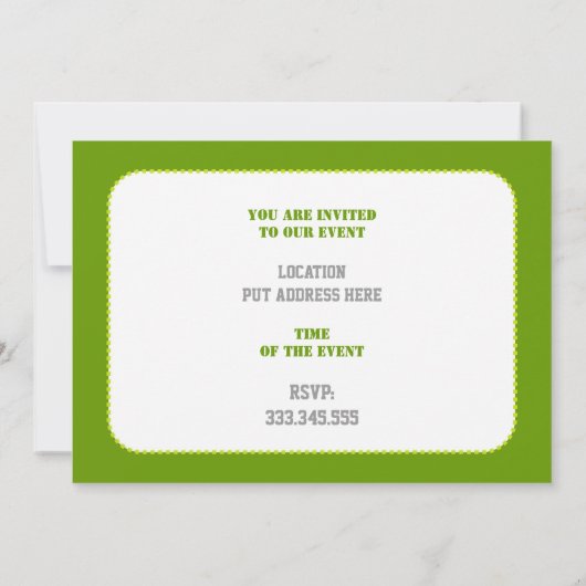 Golfclub en zwarte bal, groene gewoonte kaart (Achterkant)