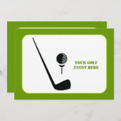 Golfclub en zwarte bal, groene gewoonte kaart (Voorkant / Achterkant)