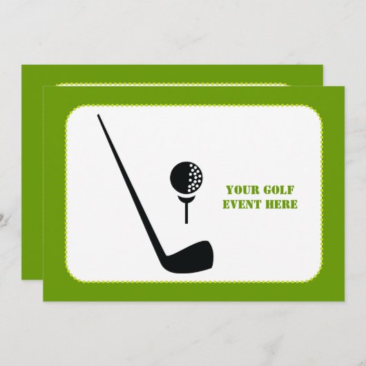 Golfclub en zwarte bal, groene gewoonte kaart (Voorkant / Achterkant)