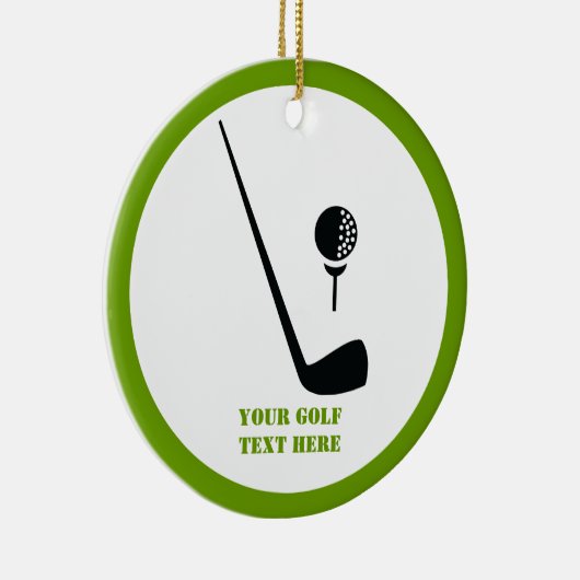 Golfclub en zwarte bal, groene gewoonte keramisch ornament (Rechts)