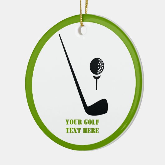 Golfclub en zwarte bal, groene gewoonte keramisch ornament (Links)