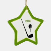 Golfclub en zwarte bal, groene gewoonte keramisch ornament (Rechts)