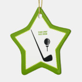 Golfclub en zwarte bal, groene gewoonte keramisch ornament (Links)