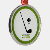 Golfclub en zwarte bal, groene gewoonte metalen ornament (Rechts)