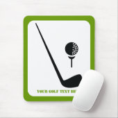 Golfclub en zwarte bal, groene gewoonte muismat (Met muis)