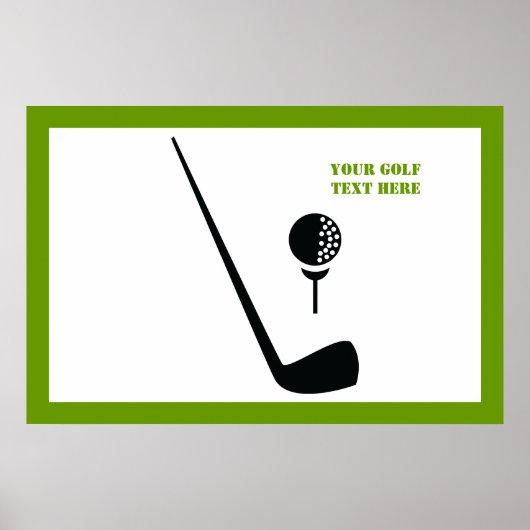 Golfclub en zwarte bal, groene gewoonte poster (Voorkant)