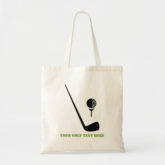 Golfclub en zwarte bal, groene gewoonte tote bag (Voorkant)