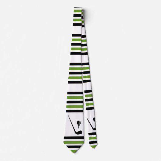Golfclub en zwarte en groene balstrepen stropdas (Voorkant)