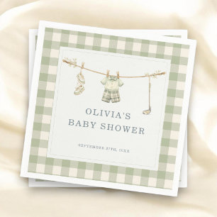 Golfclub Gingham Saliegroen Baby Shower Feest Servet
