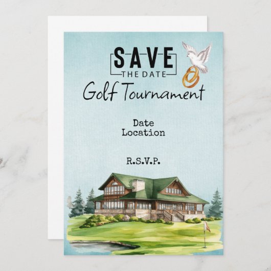 Golfclub huis voor bruiloft bewaar de datum kaart (Voorkant / Achterkant)
