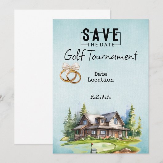 Golfclub huis voor bruiloft bewaar de datum kaart (Voorkant / Achterkant)