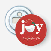 Golfclub Kerstfeest Geschenk Joy Modern Rood Button Flesopener (Voorkant)