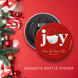 Golfclub Kerstfeest Geschenk Joy Modern Rood Button Flesopener