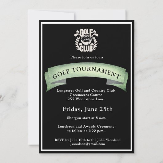 Golfclub League Bedrijfslogo Toernooi Kaart (Voorkant)